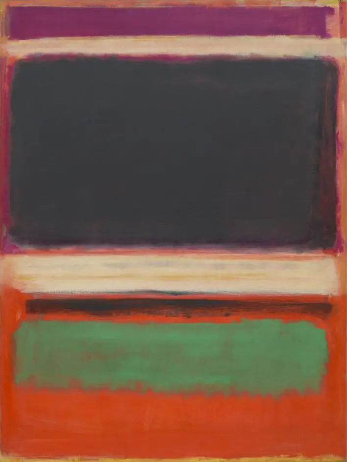 Magenta, Black, Green on Orange, 1950 