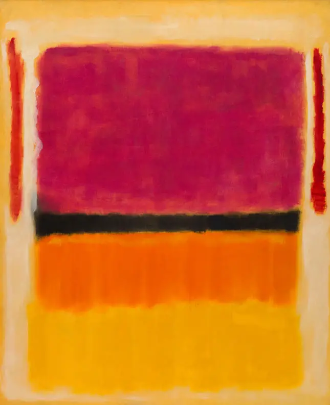 Untitled (Violet, Zwart, Oranje, Geel op Wit en Rood) 